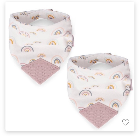 BooginHead Universal Pacifier Clips and Bibs Set Pink Rainbow New - Picture 4 of 6